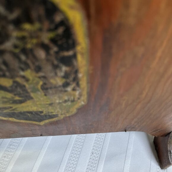 Vintage Wooden Magazine Rack Mid Century Chinoiserie Style with Asian Panels - Picture 12 of 13